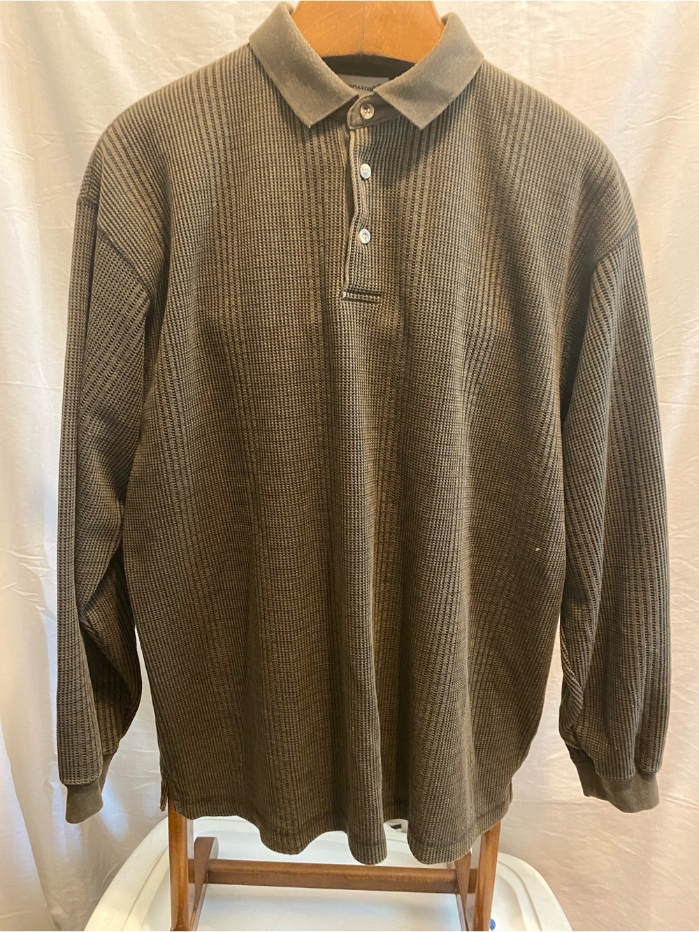 Men's Long-Sleeve Polo in Olive